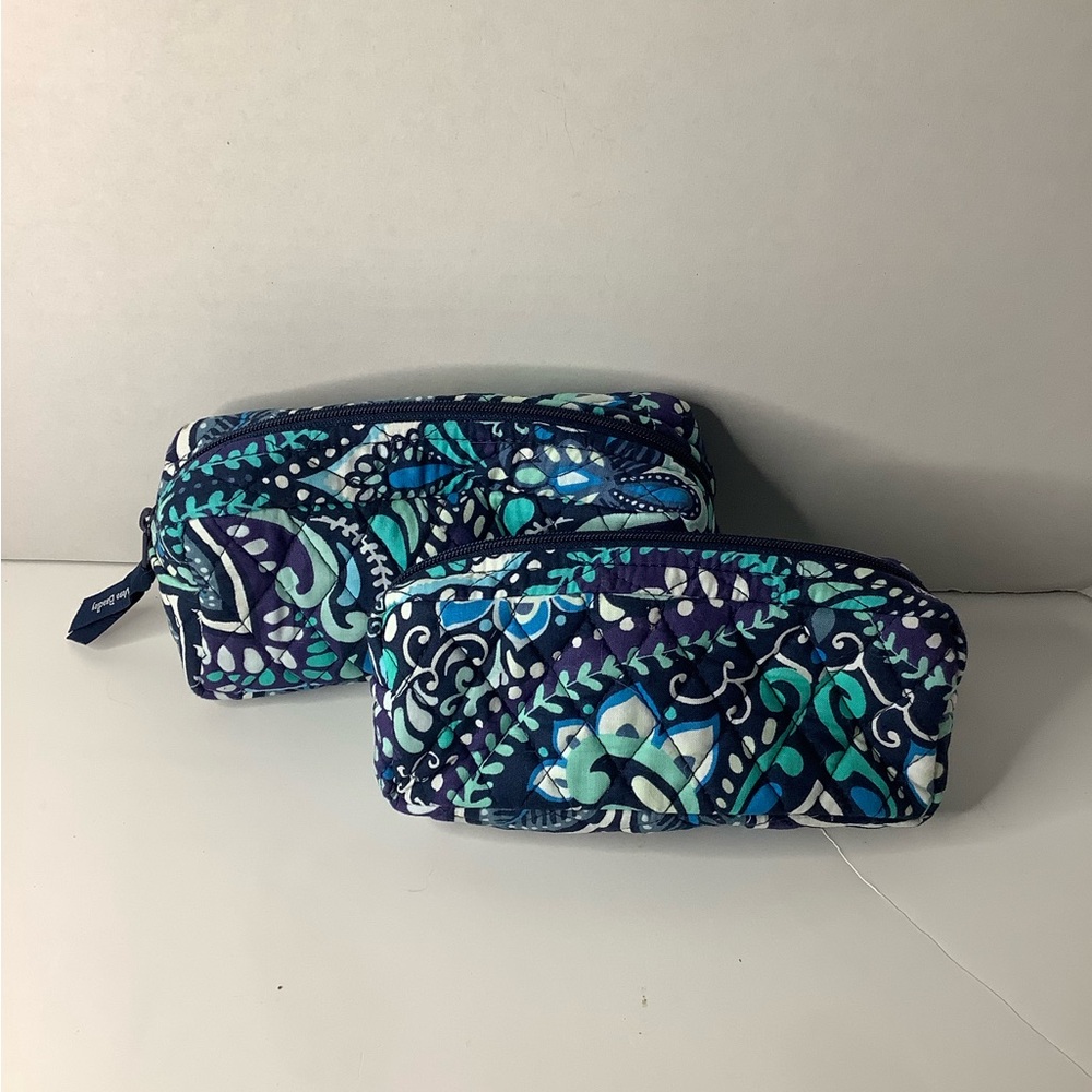 Blue and Green Patterned Cosmetic Bags